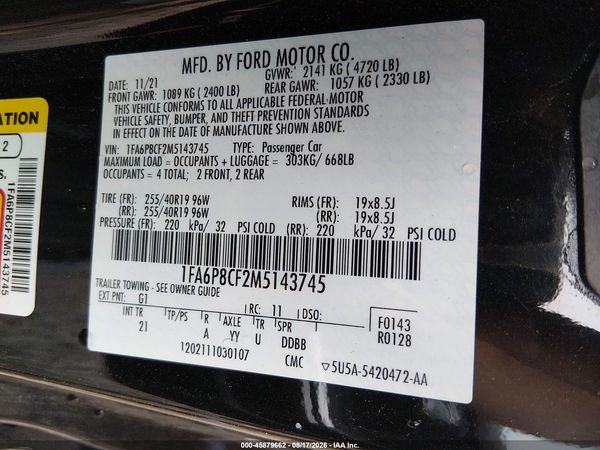 2021 FORD MUSTANG GT FASTBACK