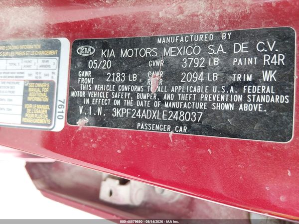 2020 KIA FORTE LXS