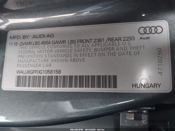 2016 AUDI A3 2.0T PREMIUM