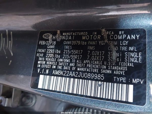 2018 HYUNDAI KONA SEL