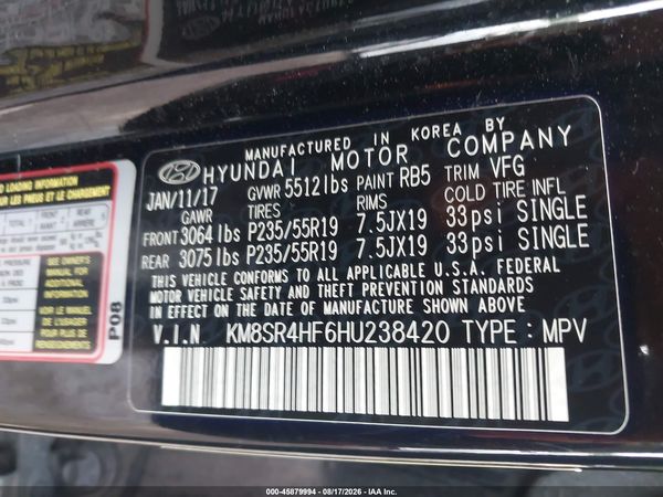2017 HYUNDAI SANTA FE TOP