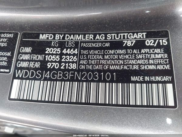 2015 MERCEDES-BENZ CLA 250 4MATIC