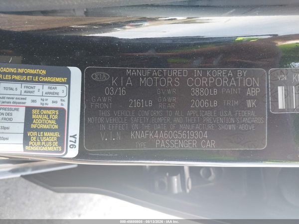 2016 KIA FORTE LX