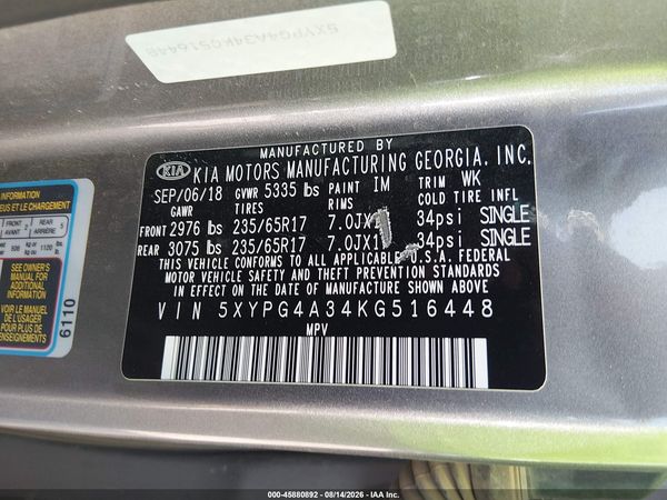 2019 KIA SORENTO 2.4L LX