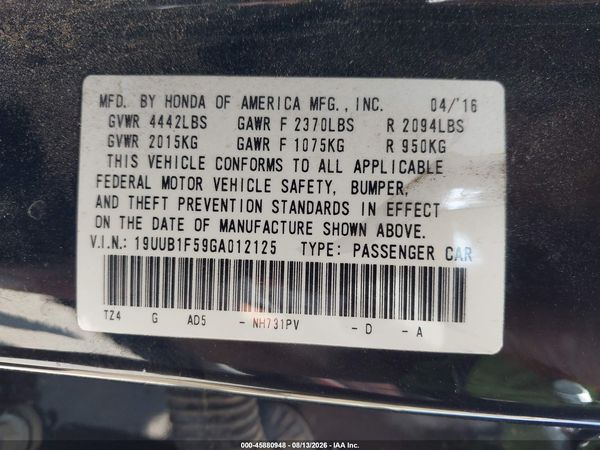 2016 ACURA TLX TECH