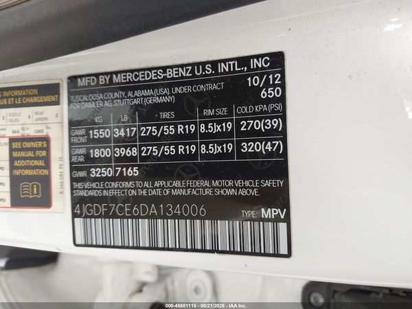 2013 MERCEDES-BENZ GL 450 4MATIC