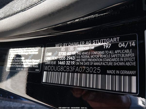 2015 MERCEDES-BENZ S 550 S550 — I9