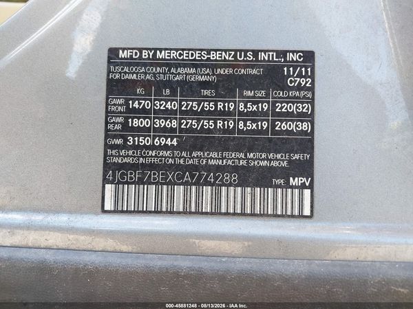 2012 MERCEDES-BENZ GL 450 4MATIC