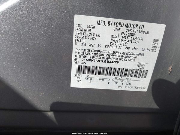 2020 FORD EDGE TITANIUM — I9