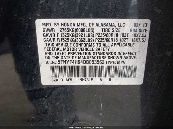 2013 HONDA PILOT TOURING