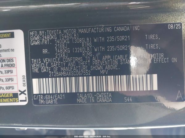 2025 LEXUS RX 350 PREMIUM — I9