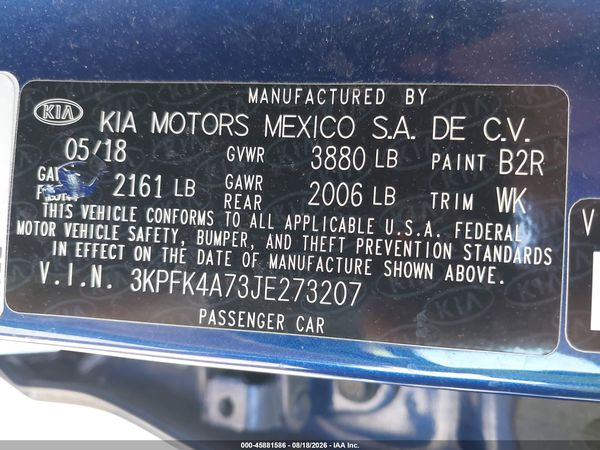 2018 KIA FORTE LX