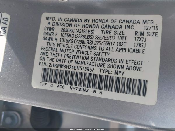 2016 HONDA CR-V EX-L