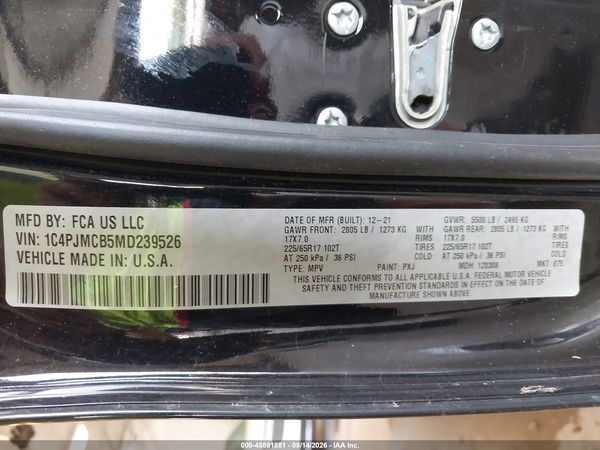 2021 JEEP CHEROKEE LATITUDE 4X4 — I9