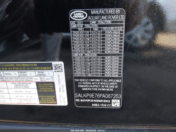 2023 LAND ROVER RANGE ROVER P530 SE — I9