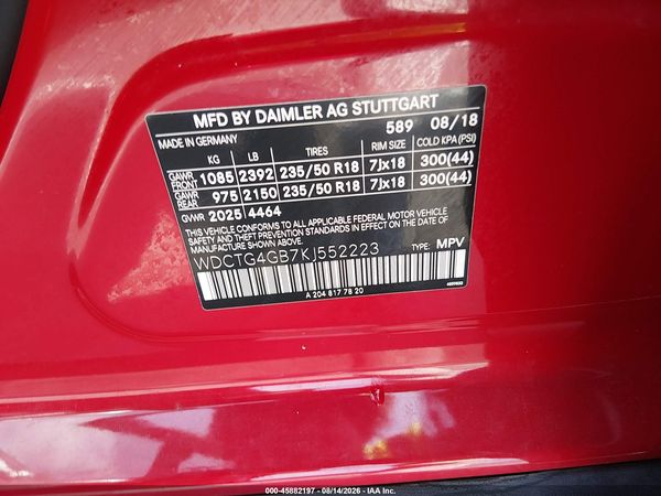 2019 MERCEDES-BENZ GLA 250 4MATIC