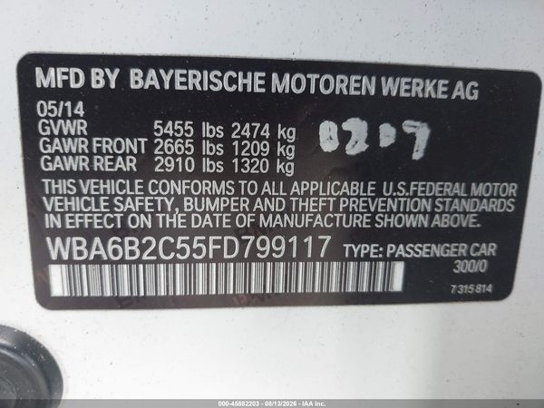 2015 BMW 650I GRAN COUPE