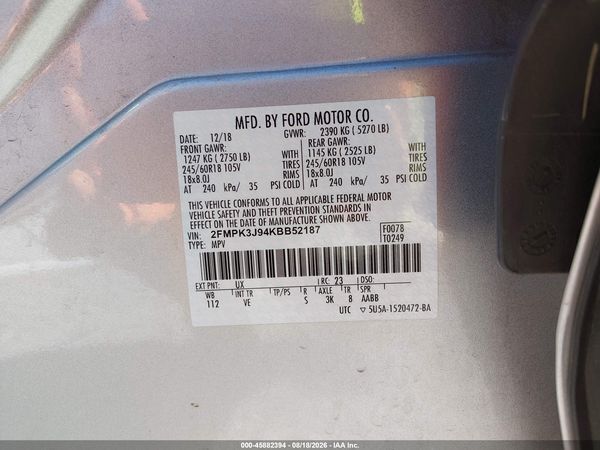 2019 FORD EDGE SEL — I9