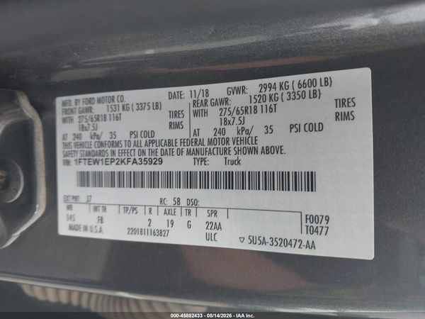 2019 FORD F-150 XLT