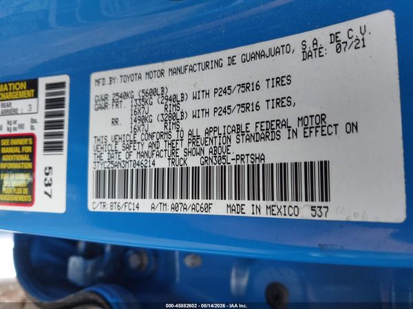 2021 TOYOTA TACOMA SR5 V6