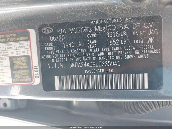 2020 KIA RIO S
