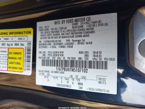 2021 FORD MUSTANG ECOBOOST PREMIUM