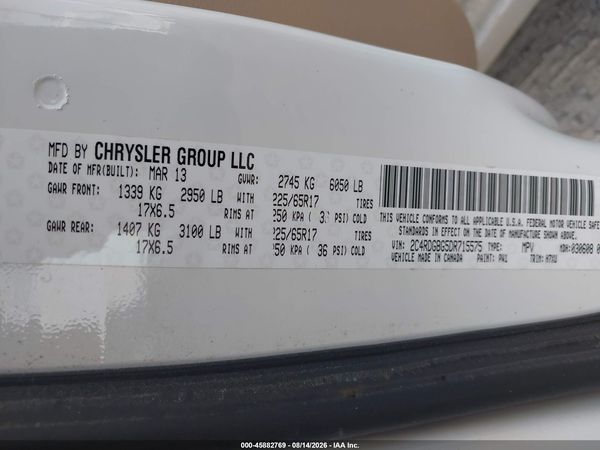 2013 DODGE GRAND CARAVAN SE — I9