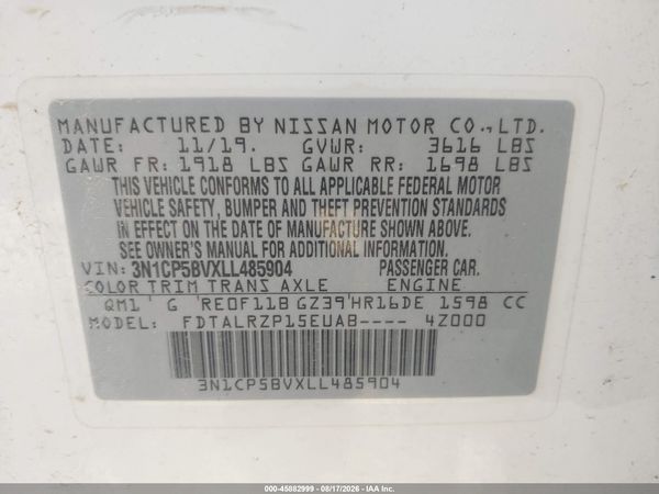 2020 NISSAN KICKS S XTRONIC CVT — I9