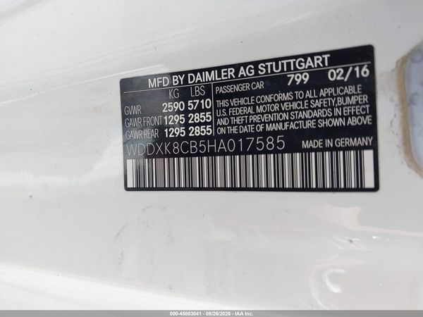 2017 MERCEDES-BENZ S 550 S550 — I9
