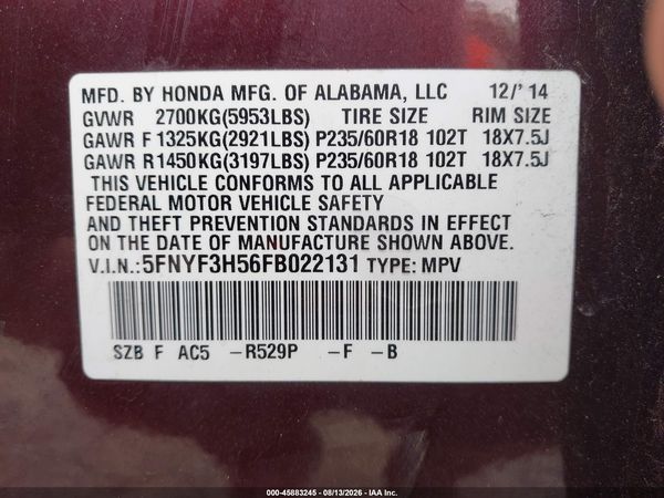 2015 HONDA PILOT EX-L