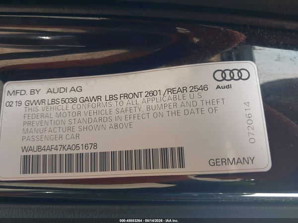 2019 AUDI S4 3.0T PREMIUM