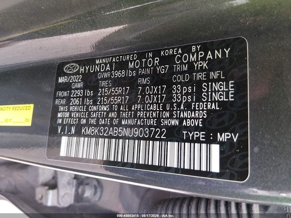 2022 HYUNDAI KONA SEL