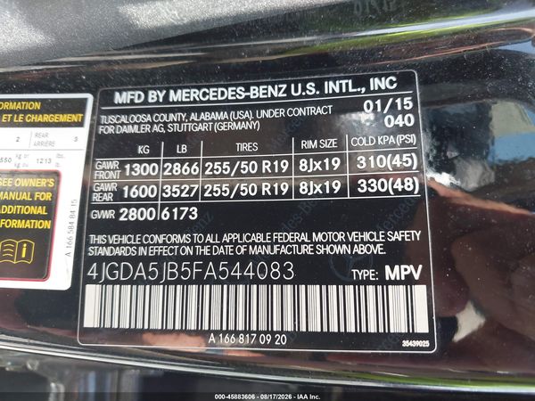 2015 MERCEDES-BENZ ML 350 ML350
