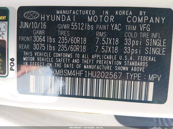 2017 HYUNDAI SANTA FE SE