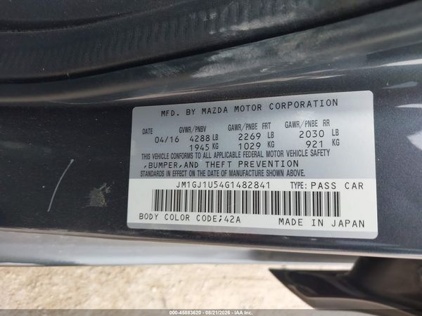 2016 MAZDA MAZDA6 I SPORT — I9
