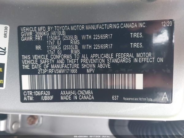 2021 TOYOTA RAV4 XLE