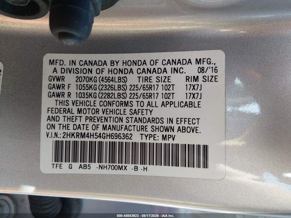 2016 HONDA CR-V EX