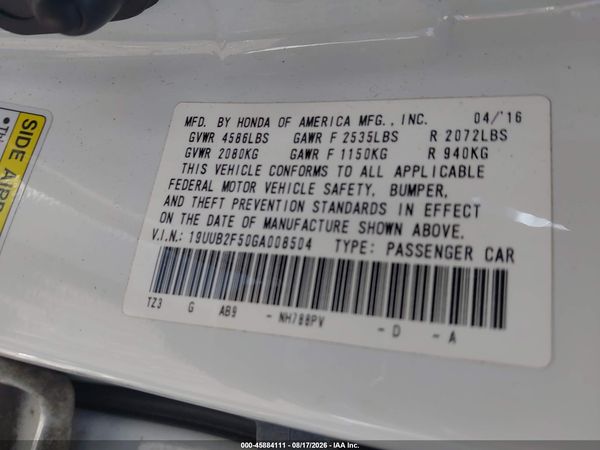 2016 ACURA TLX V6 TECH