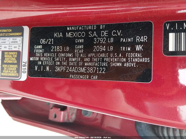 2021 KIA FORTE LXS