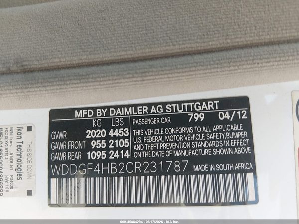 2012 MERCEDES-BENZ C 250 SPORT