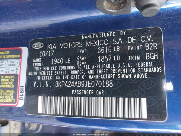 2018 KIA RIO S