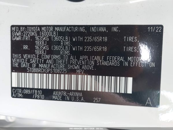 2023 TOYOTA HIGHLANDER HYBRID LE