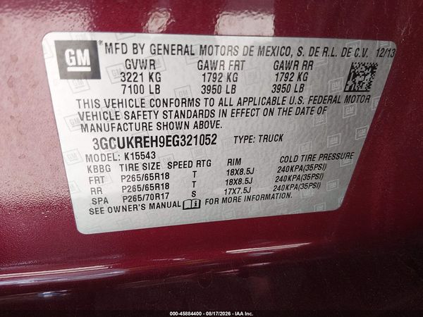 2014 CHEVROLET SILVERADO 1500 LT — I9