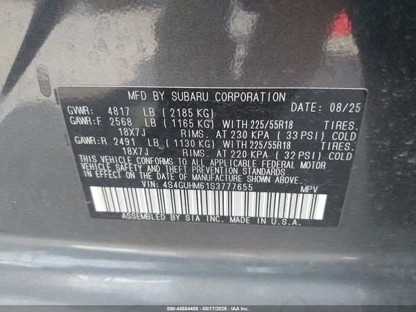 2025 SUBARU CROSSTREK LIMITED — I9