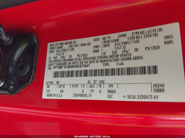 2019 FORD F-150 XL