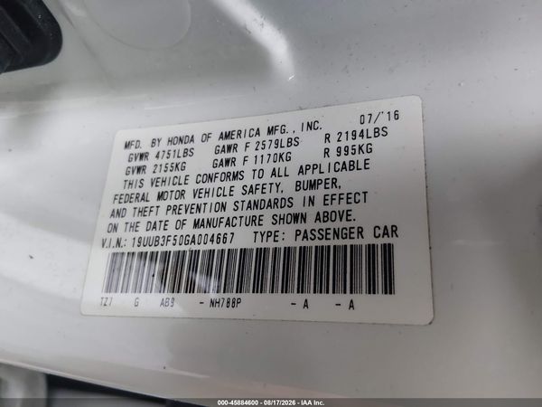 2016 ACURA TLX V6 TECH