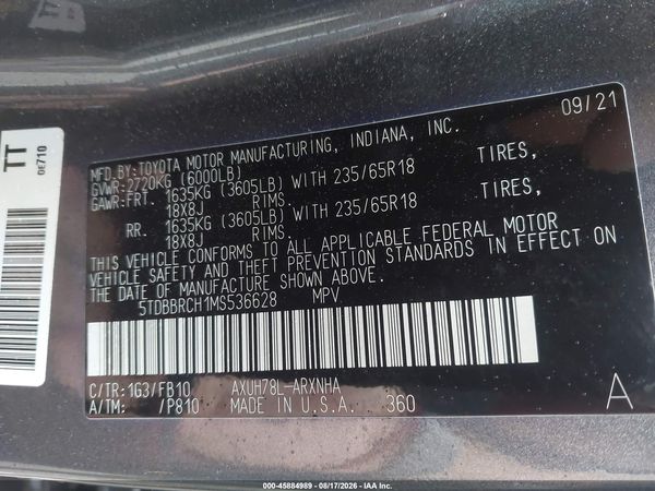 2021 TOYOTA HIGHLANDER HYBRID LE
