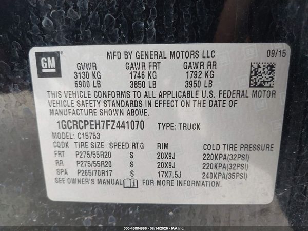 2015 CHEVROLET SILVERADO 1500 WORK TRUCK — I9