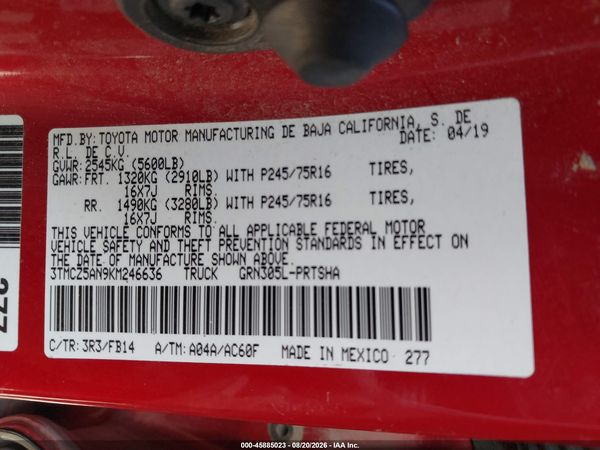 2019 TOYOTA TACOMA SR V6