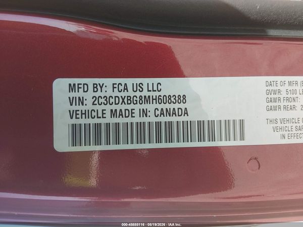 2021 DODGE CHARGER SXT RWD — I9